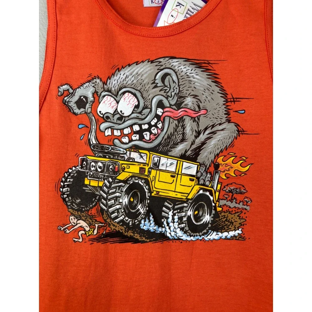 Vintage 90s Willow Bay Kids Tank Top HotRod Monster Truck Graphic Rat Fink Style